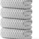 REDKISS 4 Pack Gray Microfiber Bath Towels - Extra Large Waffle Towels Set for Bathroom, Super Absorbent Towel Set of 4 Lagre, Quick Dry Bathroom Towel for Spa, Gym,Travel, Lint Free, Ultra Soft