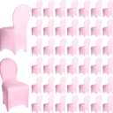 60 Pcs Chair Covers Wedding Seat Slipcovers Polyester Spandex Folding Chair Covers for Wedding, Banquet Party, Celebration Event, Dining Room, Living Room (Pink)