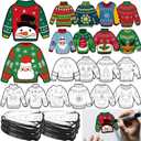 Simgoing 40Pcs Christmas Fuzzy Velvet Coloring Posters Christmas Crafts DIY Project Xmas Fuzzy Felt Coloring Arts Xmas Snowman Gingerbread Posters for Family Craft Gifts Party Favor (Ugly Sweater)