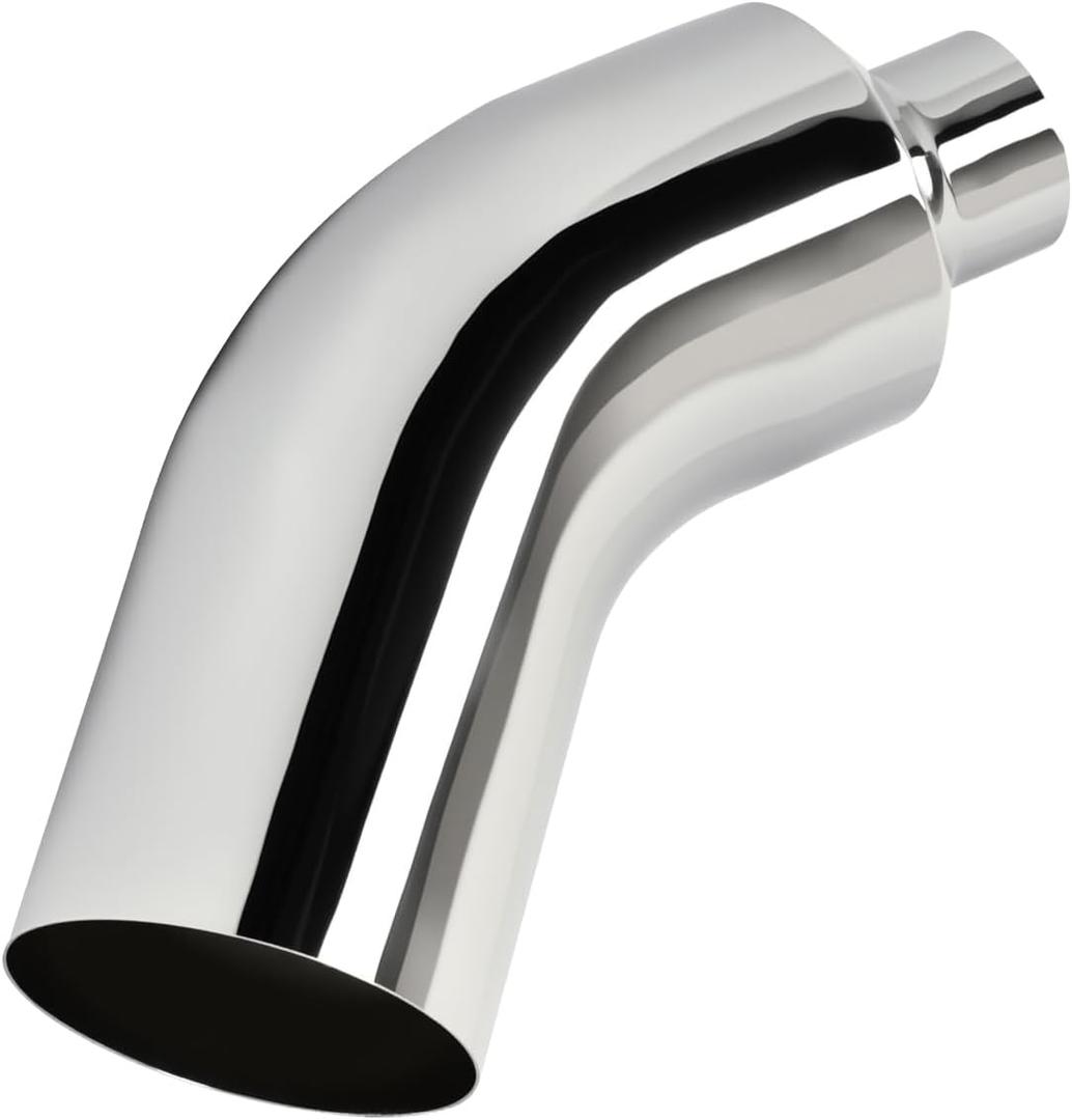 4'' Inlet 8'' Outlet Chrome Plated Diesel Exhaust Elbow Tip | 4 Inch Side Exit Exhaust Tip, 23'' Length Turndown Exhaust Pipe For Pickups, Trucks and Cars