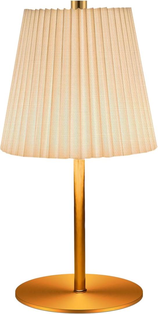 Small Cordless Table Lamp, 5200mAh Rechargeable Battery Operated Touch Lamp 3-Color Dimmable, Portable LED Mini Lamp with Fabric Shade for Bedroom Kitchen Bookshelf,Restaurant
