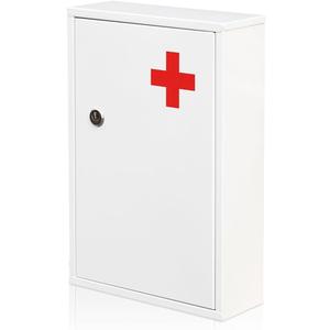 Ydocabinit Steel Wall-Mount Lockable Medical Cabinet, 2-Tier Medical Box with Key, Metal Storage Box, Medicine Organizer Secure Large Capacity, First Aid Cabinet for Bathroom School 12.598.463.14"