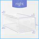 Plastic Food Storage 8 Pack Clear Container Bin with Handles for Organizing Kitchen, Pantry, Refrigerator, Freezer, Pantry, Cabinet, Closet, Bathroom. 16x8x5
