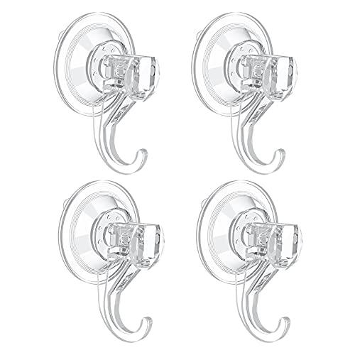 VIS'V Suction Cup Hooks, Small Shower Suction Hooks, Heavy Duty, Removable and Reusable, Clear, 2 Pcs