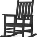 Oversized Outdoor Rocking Chair, High Back Porch Rocker Chair, HDPE All Weather Resistant Rocking Chairs for Patio, 380lbs Weight Capacity, Black