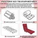 2 Pcs Outdoor Chaise Lounge Cushions with 3 Side Pocket 76x22x6 Inch Waterproof Long Deck Reclining Chair Cushions Fade Resistant Replacement Cushion for Furniture Lawn Pool (Ruby Red,Solid Color)