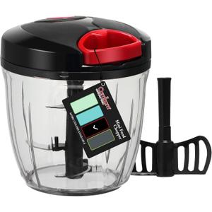 Cambom Manual Food Chopper Vegetable Cutter, Hand String Vegetable Chopper Onions Cutter for Vegetable Fruits Nuts BPA Free Food Safe Material, 900ml Black