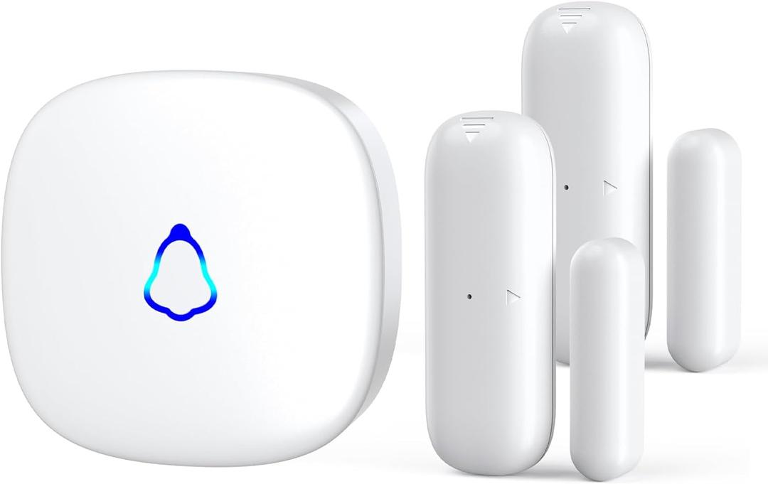 Door Alarms When Opened, METAK Wireless Door Sensor with 500Ft Wider Range LED Indicator, Personalized Door Chime Offers 58 Chimes 5 Volume Levels for Home Store Office, 2 Sensors+1 Receiver (White)