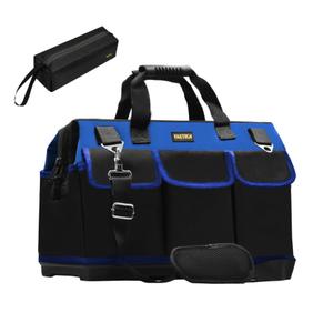 FASTECH 20-inch Wide Mouth Tool Bag with Water Proof Molded Base，Wide Mouth Tool Tote Bag,Waterproof Tool Organizer Bag for Men with Adjustable Shoulder Strap (20 inch)