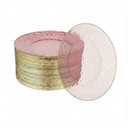 R-kay 100 Pack Pink Plastic Plates - 6.25 IN Hammered Gold Rimmed Sturdy, Durable And Extra Heavy duty Pink And Gold Plastic Dessert Plates Disposable - Appetizer Plates Disposable For All Occasions