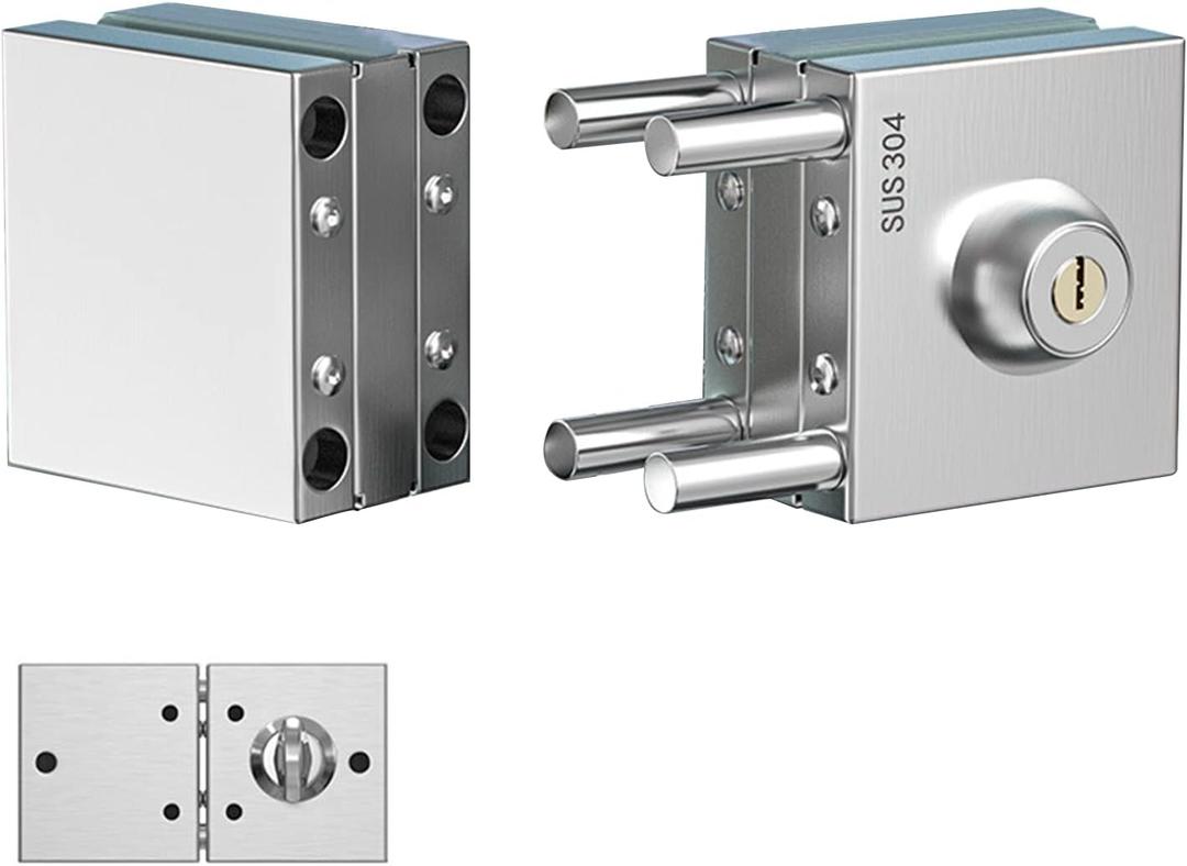 Glass Door Lock Fit for 10 mm to 12 mm Door, Sliding Glass Door Lock with 3 Keys,Double Swing Frameless Push Sliding Gate Lock (HLD-601)