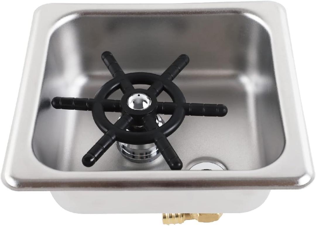 Pitcher Rinser Glass Rinser Espresso Rinser Drain and Drip Tray Solid Brass and 304 Stainless Steel Bar Glass Rinser for Kitchen Sink, Home Kitchen Hotel Cafe Restaurant