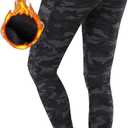 PHISOCKAT Women's Fleece Lined Leggings High Waisted Water Resistant Winter Thermal Warm Yoga Pants with Pockets (3X-Large)