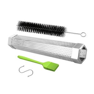 LANNEY Pellet Smoker Tube 12in Stainless Steel BBQ Smoke Tube for Hot or Cold Smoking 5 Hours of Billowing smoke,Stainless Steel Pellet Smoker Tube for All Grill or Smoke Tube for Pellet Smoker