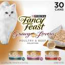 Purina Fancy Feast Gravy Lovers Poultry and Beef Grilled Gourmet Wet Cat Food Variety Pack - (Pack of 30) 3 oz. Cans , BBD 01/28