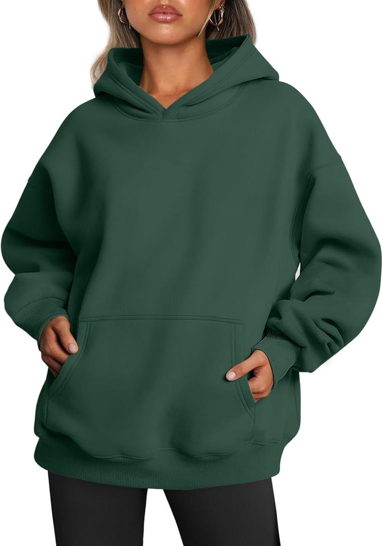 Trendy Queen Womens Oversized Hoodies Fleece Sweatshirts Fall Fashion Pullover Sweaters Winter Clothes (Green, S)