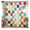 AmazerBath Colorful Checkered Shower Curtain, 72x72 Washable Cloth Modern Geometric Shower Curtains for Bathroom, Fabric Cute Kids Shower Curtain Set & 12 Hooks, Rustic RV Camper Dorm Shower Curtain