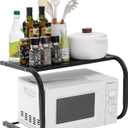 Microwave Stand for Countertop, 2-Tier Metal Microwave Shelf Organizer for Small Spaces, Compact Black Oven Rack for Kitchen Counter, Sturdy Microwave Table Shelf for Home or Office