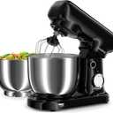 Stand Mixer with 3QT+3.5QT Dual Bowls, 10-Speed Electric 300W Food Mixer - Includes Egg Whisk, Dough Hook & Flat Beater for Home Baking & Daily Cooking (Black)