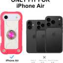 MARKILL Compatible with iPhone Air Case 6.5 Inch 2025 with 360 Degree Rotate Ring Stand, Military Grade Drop Protection Full Body Rugged Protective Case Kids Hot Pink