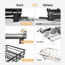 SNTD Dish Drying Rack - Extendable Dish Rack, Large Sink Drying Dish Drainer for Kitchen Counter, Stainless Steel Dish Strainer with Utensil Holder (Black)