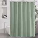Amazer Sage Green Shower Liner Cloth Waterproof, Soft Sage Green Shower Curtain Liner Fabric with Weighted Stones, Washable Shower Curtain and Liner 2-in-1, 12 Grommet Holes, 72 x 72 Inches