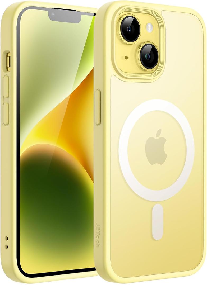 JETech Magnetic Case for iPhone 14 Plus 6.7-Inch Compatible with MagSafe, Translucent Matte Back Slim Shockproof Phone Cover (Yellow)