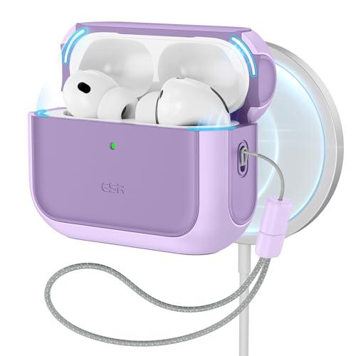 ESR for AirPods Pro 3 Case, Compatible with AirPods Pro 3rd Generation Case (2025), Compatible with MagSafe, Full Drop Protection Cover with Lanyard, Purple