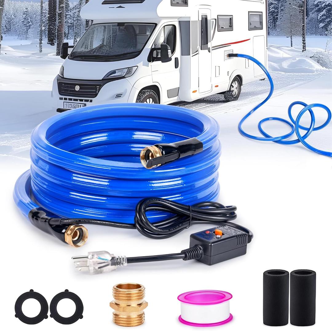 HIRALIY 50FT Heated Water Hose for RV, Water Line Freeze Protection, 5/8" Inner Diameter, Camper, Garden, RV Accessories, Livestock, Mountain Cabin