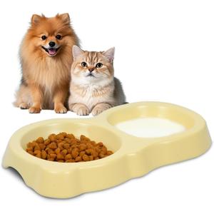 Ceramic Cat Food Water Bowl Set Double Dish Feeder Cat Dog Bowls No Spill Pet Feeding Bowls Keeping Pets from Black Chins for Cats Puppies Tiny Dogs