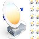 Ensenior 12 Pack 6 Inch LED Recessed Ceiling Light, Dimmable, 2700K-5000K 5CCT, 1200LM 12W 120V, High Brightness Canless Wafer Downlight - ETL&FCC&IC