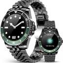 2025 DA GPT Smart Watch for Men with Bluetooth Call, Heart Rate, Blood Pressure, SpO2, Sleep Monitor, 107 Sports Modes, Waterproof Round Watch, 1.19-inch AMOLED Display, Compatible Android and iOS (Black Green)