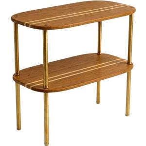 Ibyx Cabinet Organizer Set of 2 - Kitchen Pantry Organizers and Storage with Bamboo Top & Brass-Effect Metal Legs - for Kitchen Counter & Stackable Shelves for Cabinets with 22 lb Capacity - Brown