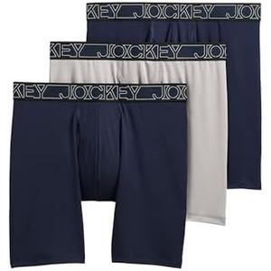 Jockey Men's Underwear Active Microfiber 9" Long Leg Boxer Brief - 3 Pack M