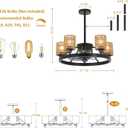 Ceiling Fans with Lights and Remote, Dimmable Low Profile Ceiling Fan with Light, Boho Farmhouse Ceiling Fans with Rattan Shade, 6 Speed Chandelier Ceiling Fan for Bedroom Living Room Kitchen