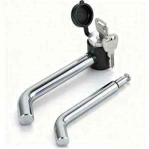 TOPTOW 63530 Trailer Hitch Receiver Lock, Right Angle Dual Pins 1/2" & 5/8" Diameter, Heavy Duty Bent Locking Pin, Chrome