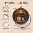 Sufamb Halloween Fall Ghost Round Wall Art Decor, Spooky Ghost Bookish Canvas Artwork Framed, Halloween Wall Hanging Prints Decorations for Bookshop Bookstore Reading Room Library Decor, 10x10 Inches