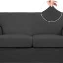 Easy-Going 3 Pieces Stretch Soft Couch Cover for Dogs - Washable Sofa Slipcover for 2 Separate Cushion Couch - Elastic Furniture Protector for Pets, Kids (Loveseat, Dark Gray) (Medium)