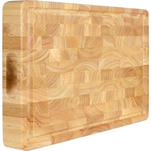 End Grain Cutting Board, Extra Large & Thick, End Grain Built-In Compartment and Juice Canal, Heavy Duty Chopping Board, Thick Carving Board for Bread Fruits Meat (20x15 Inches)