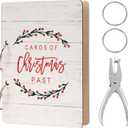 Christmas Card Holder Wood Christmas Card Organizer Photo Keeper Xmas Keepsake Album Collection for Holiday Birthday (Berry Garland)