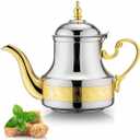 Moroccan Teapot 1.2L Arabic Style Stainless Steel Teapot Teapot Moroccan Tea Service Traditional Religious Style Tea Kettles