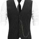 EFORLED Halloween 1920s Mens Costume 2025,Gatsby Gangster Vest,Vintage Pocket Watch,Pre Tied Bow Tie,Tie (Black, L)