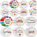 144 Pcs 48 Guests Happy Birthday Party Plates and Napkins 7/9 Inch