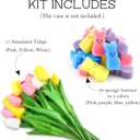 Labrostar Easter Decorations Easter Decor 15pcs Artificial Tulips with 48pcs Bunnies Vase Filler Spring Decor Home Indoor Decoration Centerpieces for Tables