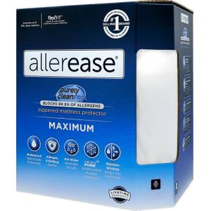 AllerEase Waterproof Mattress Protector, Maximum Allergy Mattress Protector, Queen Zippered Mattress Cover