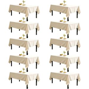 WIGENIUS 10 Pack Ivory Table Cloth Rectangle Tablecloths 60X102 Inch,Polyester Table Cloth for 6 Foot Rectangle Tables,Wrinkle Resistant Washable Fabric Table Covers for Party,Wedding Banquet