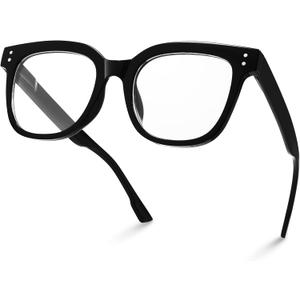miyya Oversized Blue Light Glasses For Woman, Fashion Glasses, Computer Screen Glasses, Non Prescription Glasses For Women (Black)