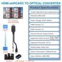 192KHz HDMI eARC/ARC to Optical Audio Converter for TV to Soundbar, Plug & Play 3.4ft/1.05m eARC to Optical Cable Audio Extractor Adapter Splitter for Sound System Home Theater Support Dolby/DTS 5.1