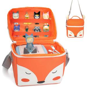 Carrying Case Compatible with Toniebox 2/1,Tonie Figures,Tonie Characters, Tonies Storage and Organizer with Shoulder Strap,Tonies Box Starter Set,Tonies Headphones,Charging Station Bag(Orange)