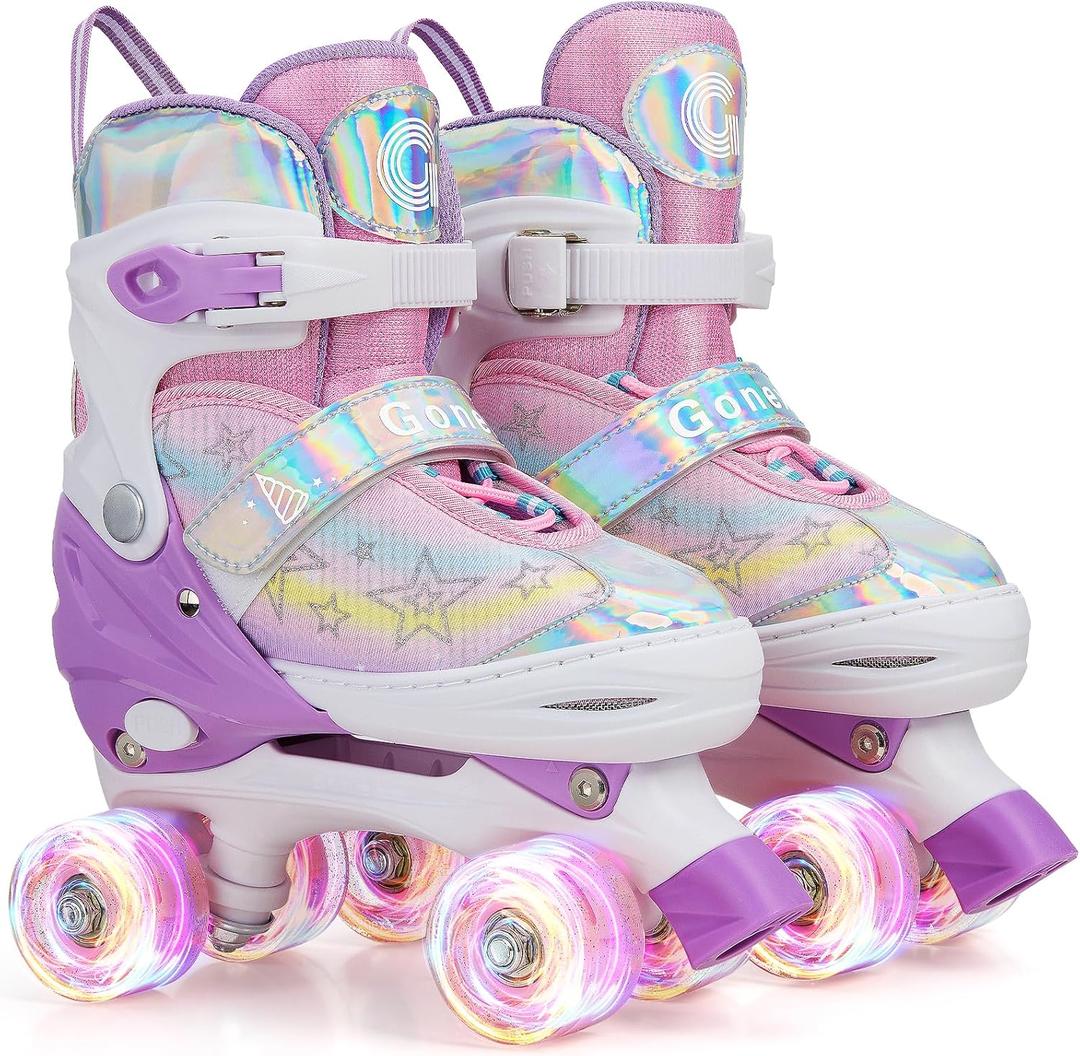 Gonex Roller Skates for Girls Kids Boys Women with All Light Up Wheels，Adjustable Rollerskates for Beginners Toddler Youth, Gift for Indoor Outdoor